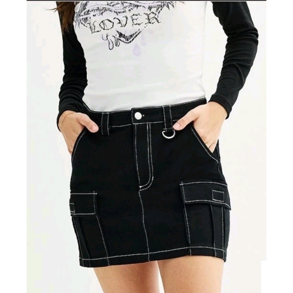 Y2K Juniors' SO Utility Cargo Skirt Black size 3